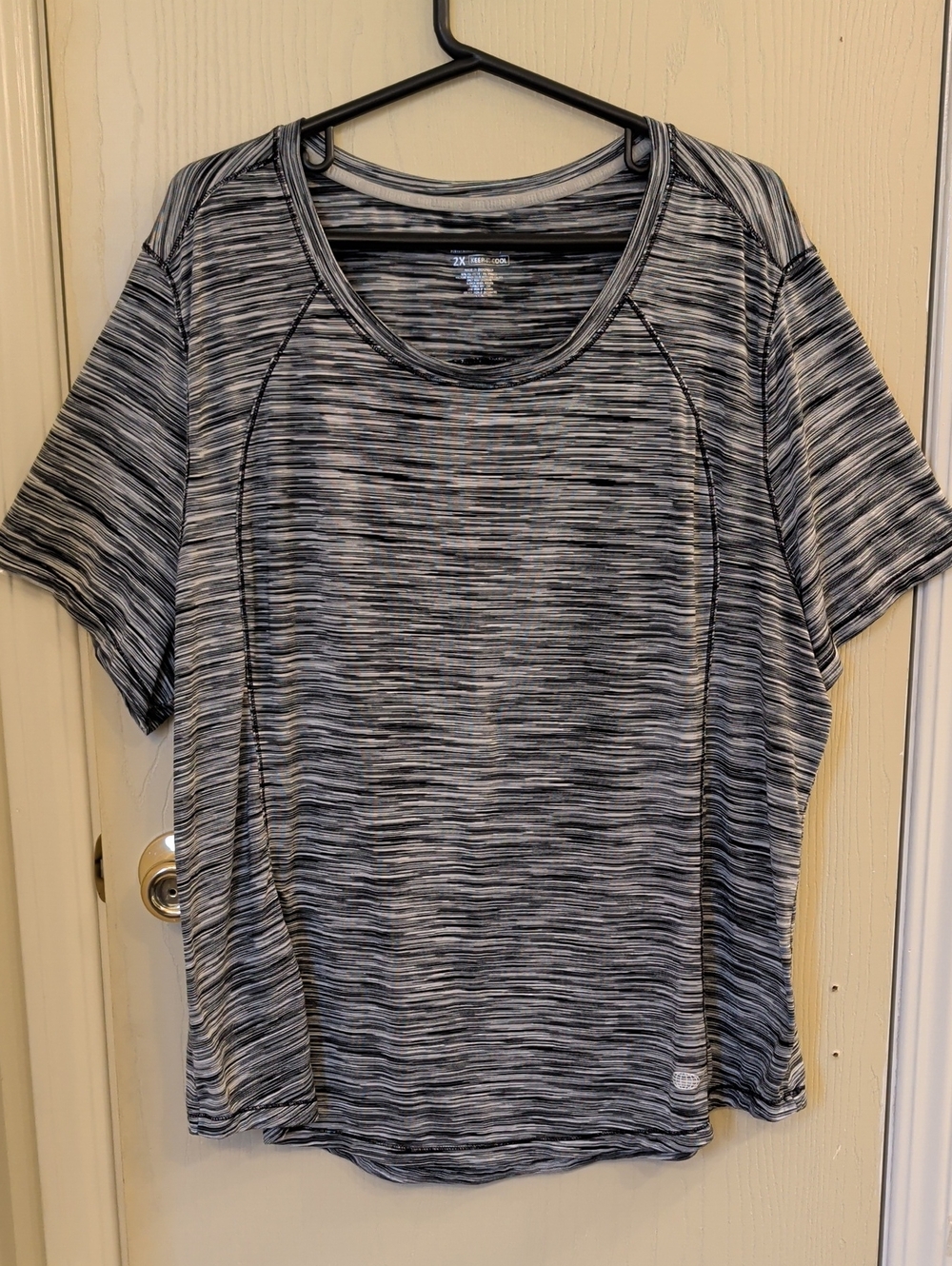 Reel Legends Plus Size Active Tee 2XL | Black Gray Heathered Workout Shirt